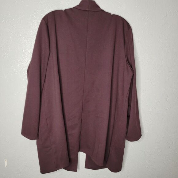 Eileen Fisher Womens 1X Sweater Cardigan Stretch Open Front Long Sleeve purple - Picture 2 of 7